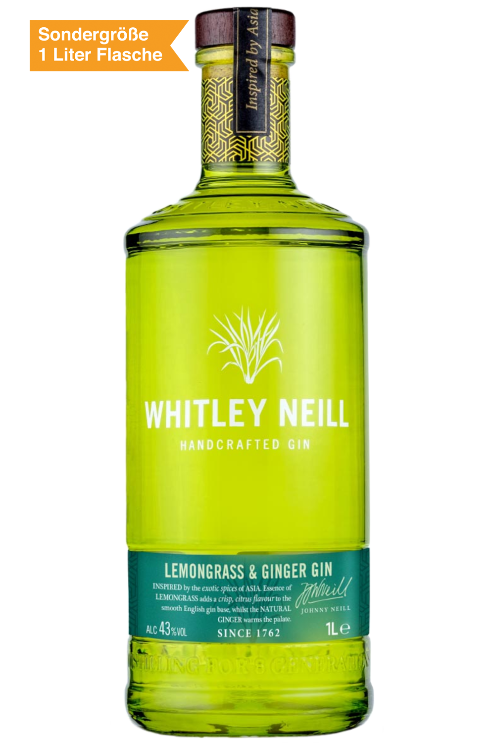 Whitley Neill Lemongrass & Ginger Gin 1 Liter Flasche