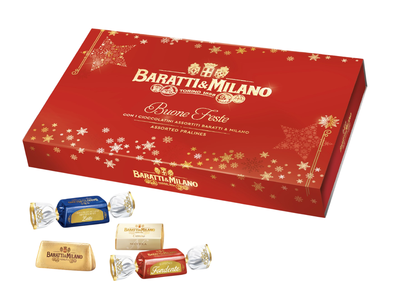 Bild: Baratti & Milano sortierte Box mit Weihnachtshülle 230g