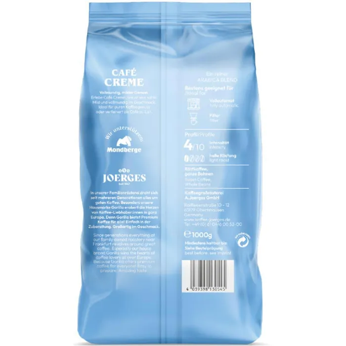 Bild: Gorilla Kaffee Café Creme, ganze Bohnen, 1kg