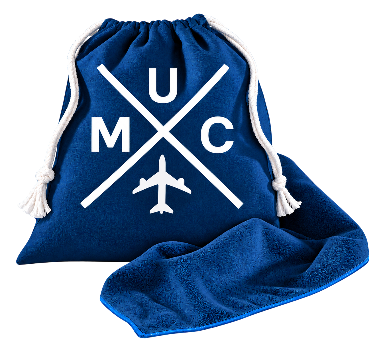 Bild: Quick Dry Beach Towel 3 Letter Code MUC dunkelblau weiß 100 × 180 cm
