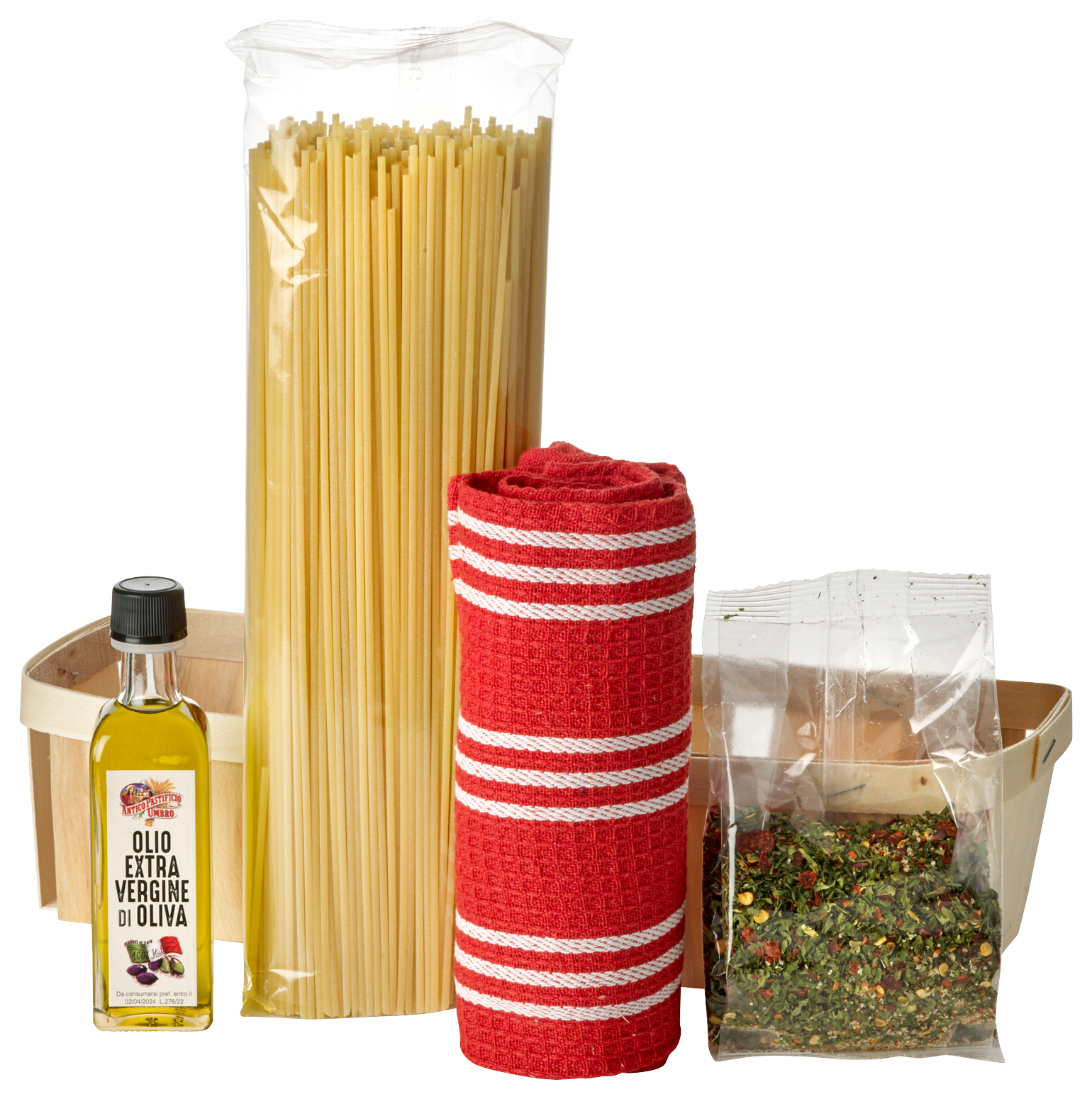 Rührendes Körbchen Aglio, Olio e Peperoncino Geschenke-Set