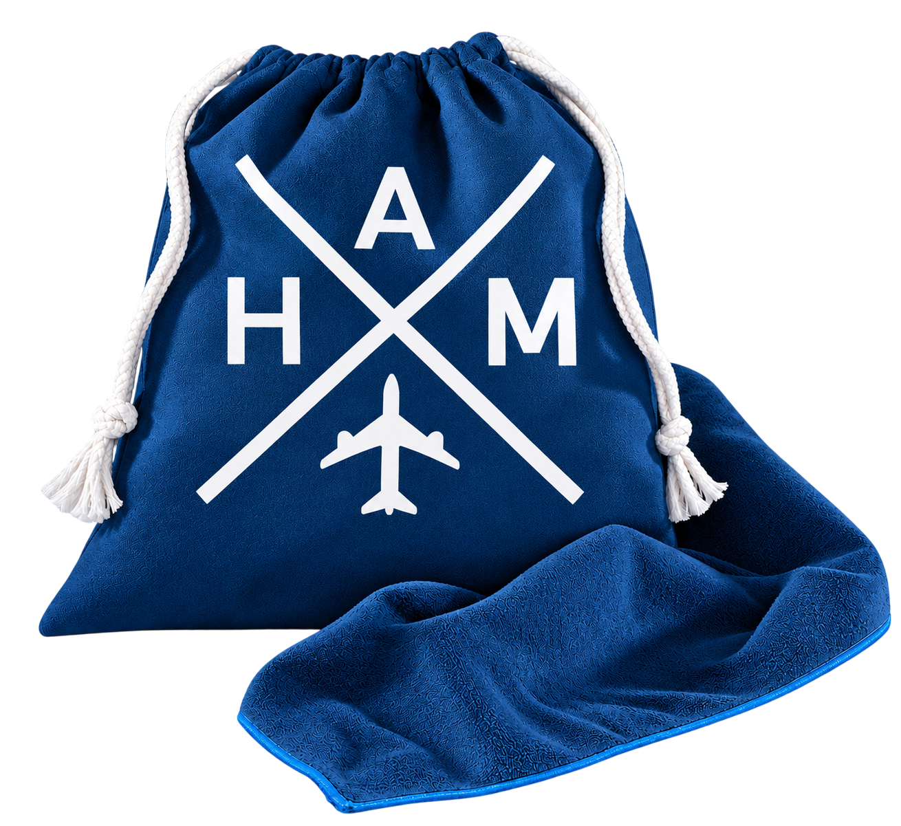 Bild: Quick Dry Beach Towel 3 Letter Code HAM dunkelblau weiß 100 × 180 cm