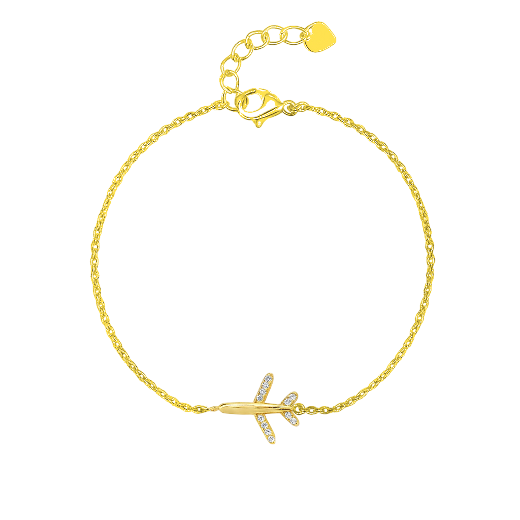 Armband Flugzeug 925er Sterlingsilber vergoldet Zirkonia-Steine