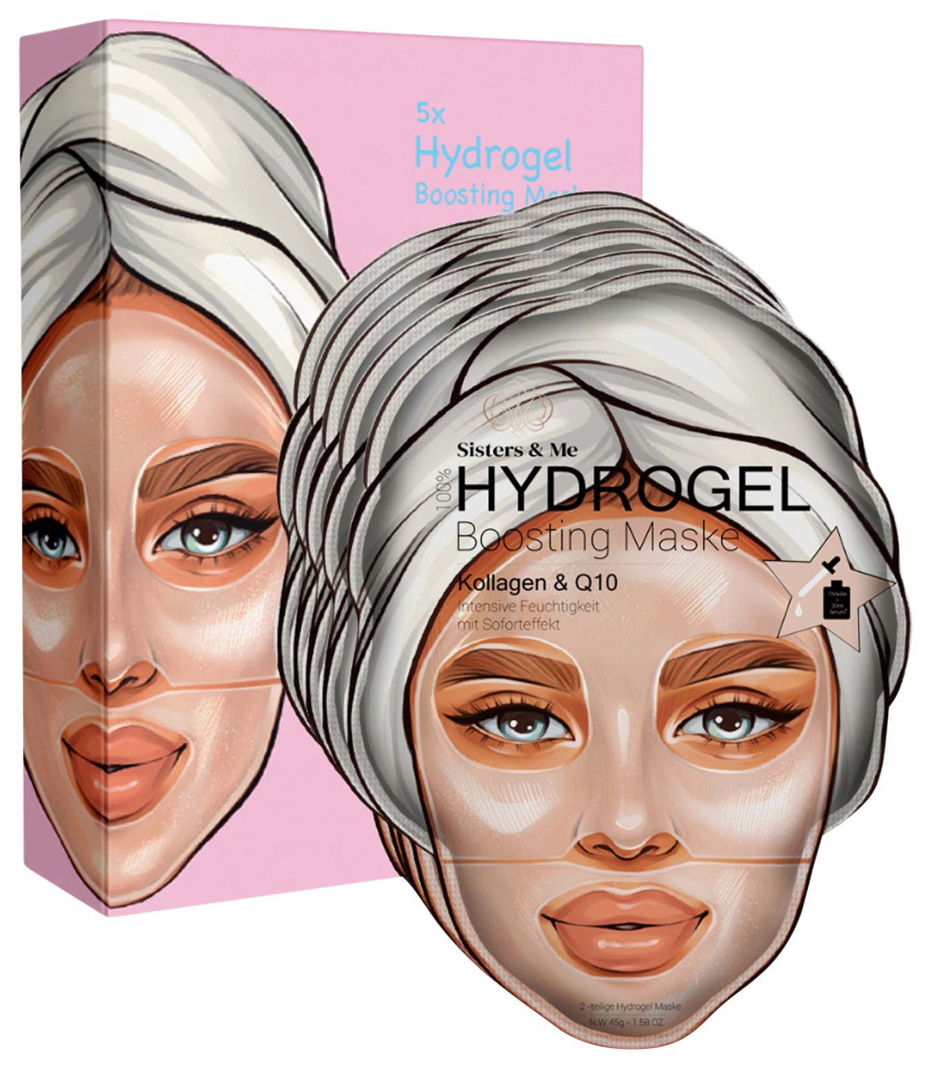 Sisters & Me 5X HYDROGEL BOOSTING MASKE MIT Q10 & KOLLAGEN Sisters & Me 5X HYDROGEL BOOSTING MASKE MIT Q10 & KOLLAGEN