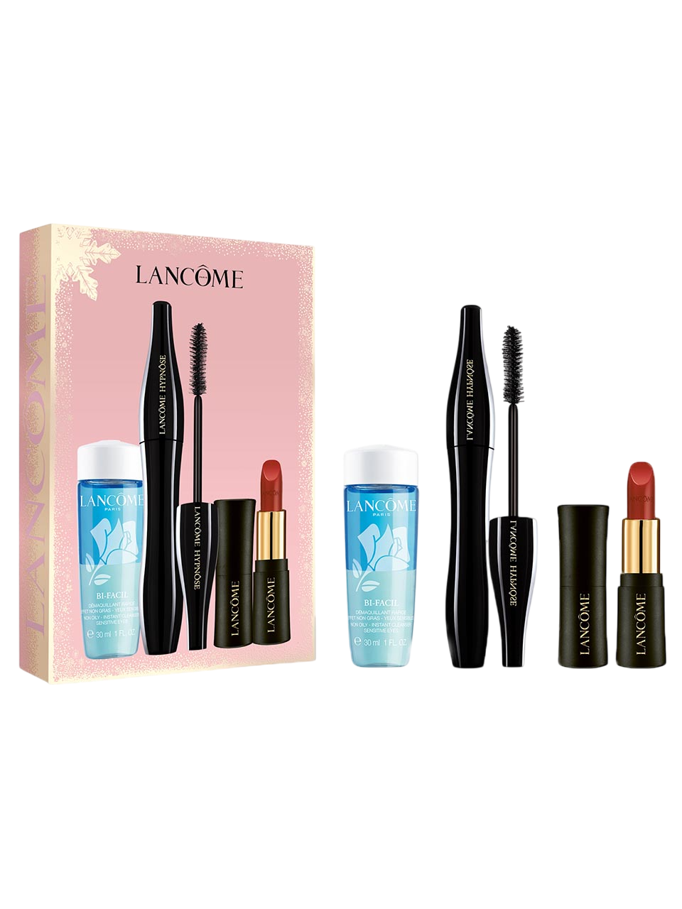 Lancôme Set – Hypnôse Mascara + Bi-Facil + L’Absolu Rouge Mini Lipstick