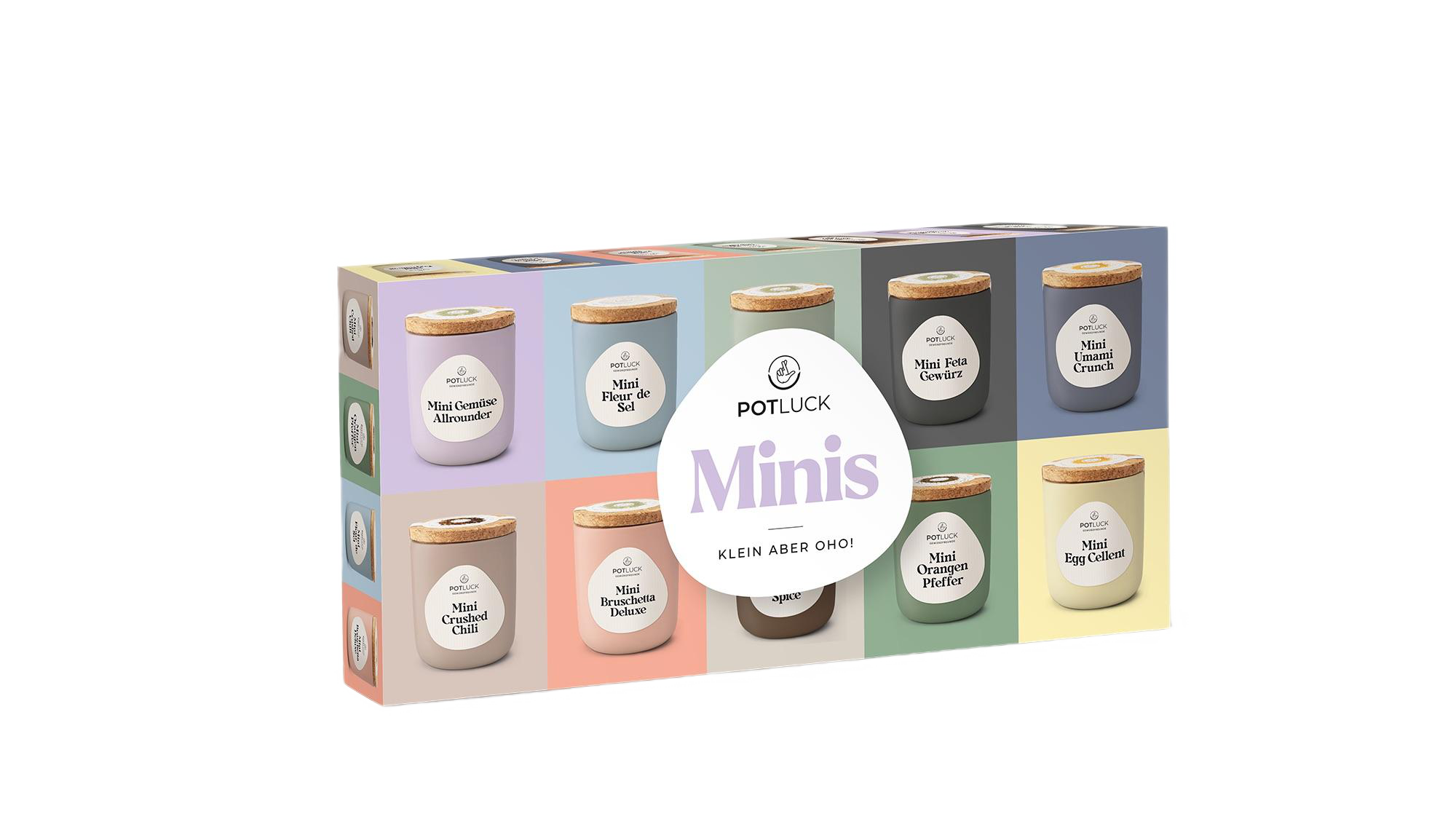 Potluck 10er Mini-Set – vielseitiges Mini-Geschirrset für unterwegs oder Zuhause, jetzt im Ringeltaube Airport Markt Onlineshop erhältlich.