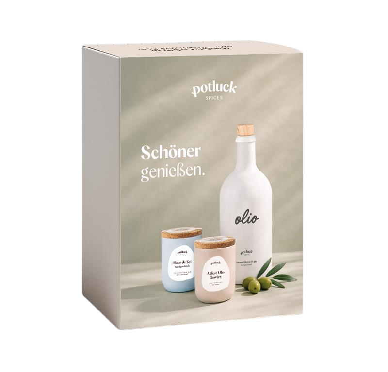 Bild: Potluck Set Olivenöl mit Fleur de Sel & Aglio e Olio Gewürz