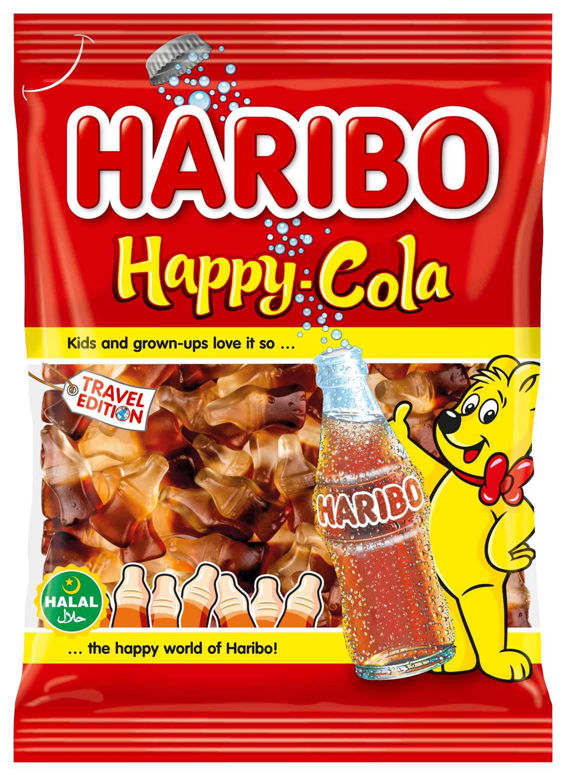 Bild: Haribo Happy-Cola (Halal) 450g Travel Exclusive