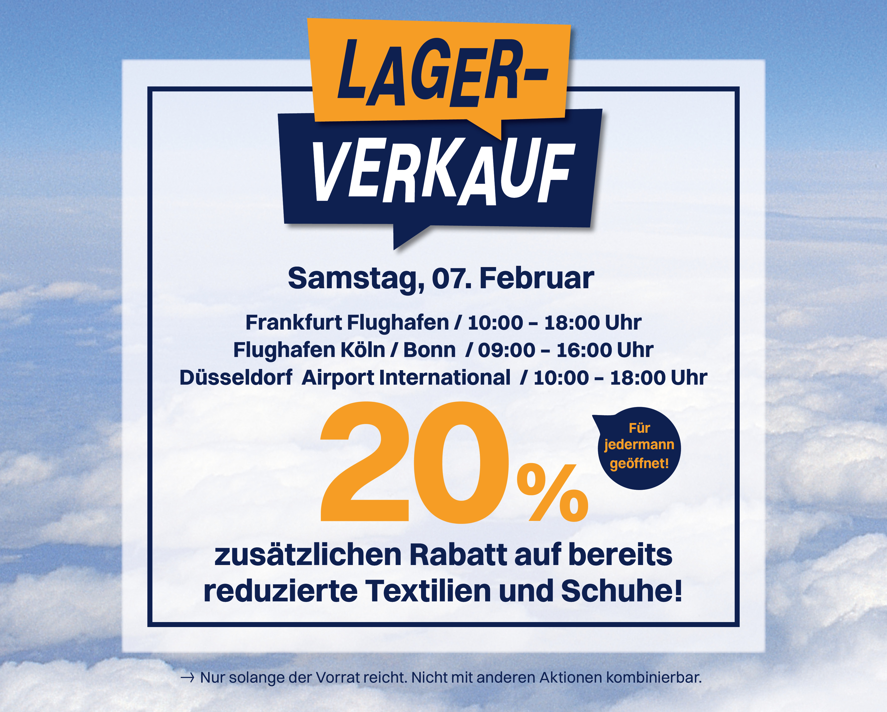 Lagerverkauf in den Ringeltaube Filialen