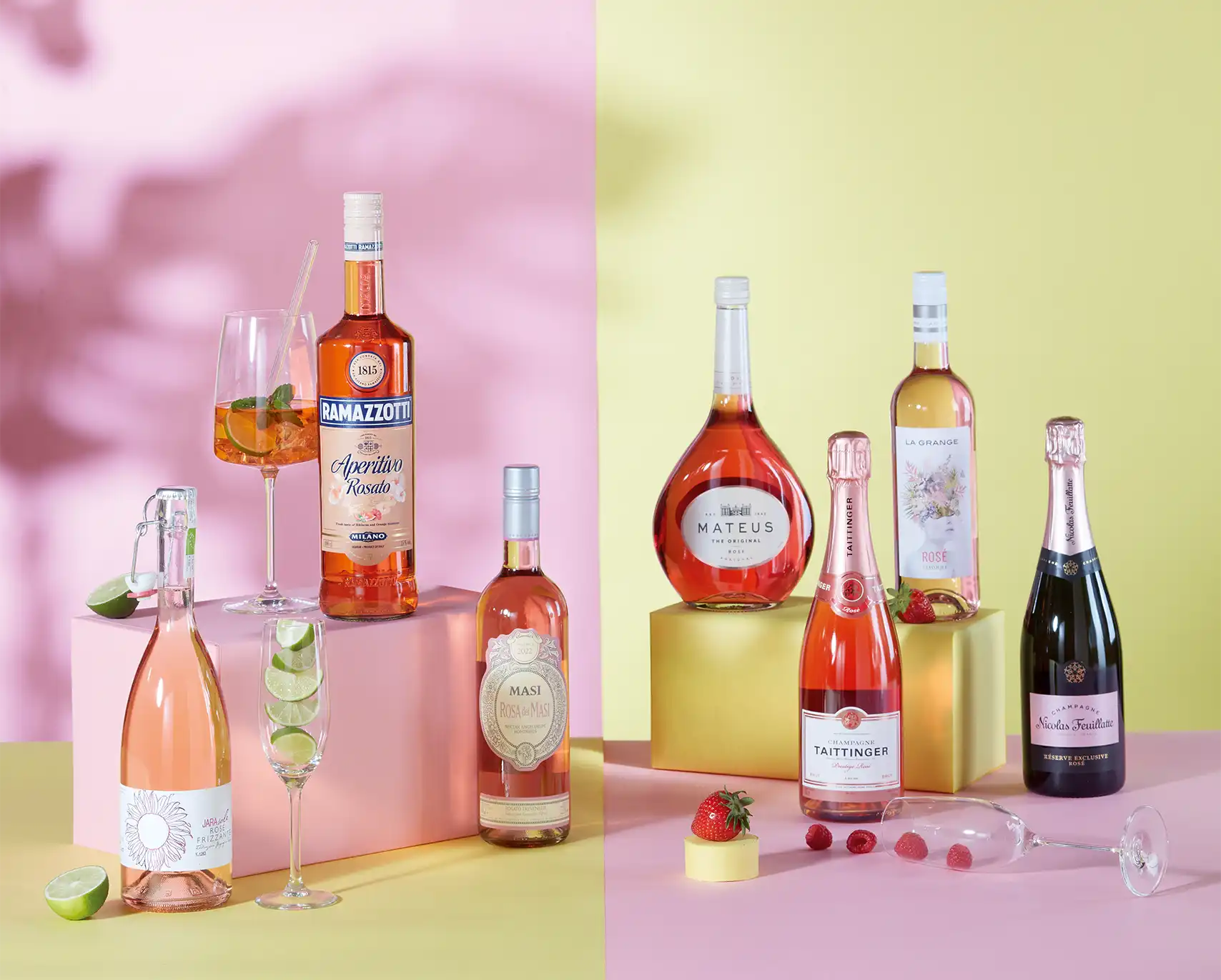 Rosé Champagner, edle Roséweine und fruchtige Aperitifs