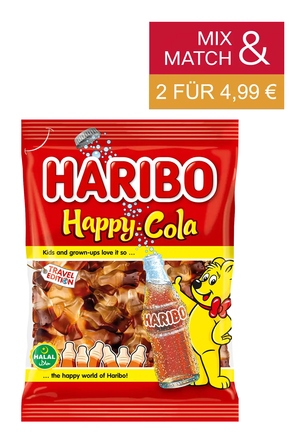 Bild: Haribo Happy-Cola (Halal) 450g Travel Exclusive