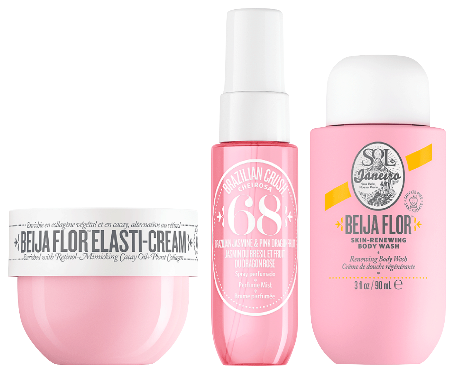 Drei Sol de Janeiro Produkte: Beija Flor Elasti-Cream, Cheirosa '68 Bodyspray und Beija Flor...