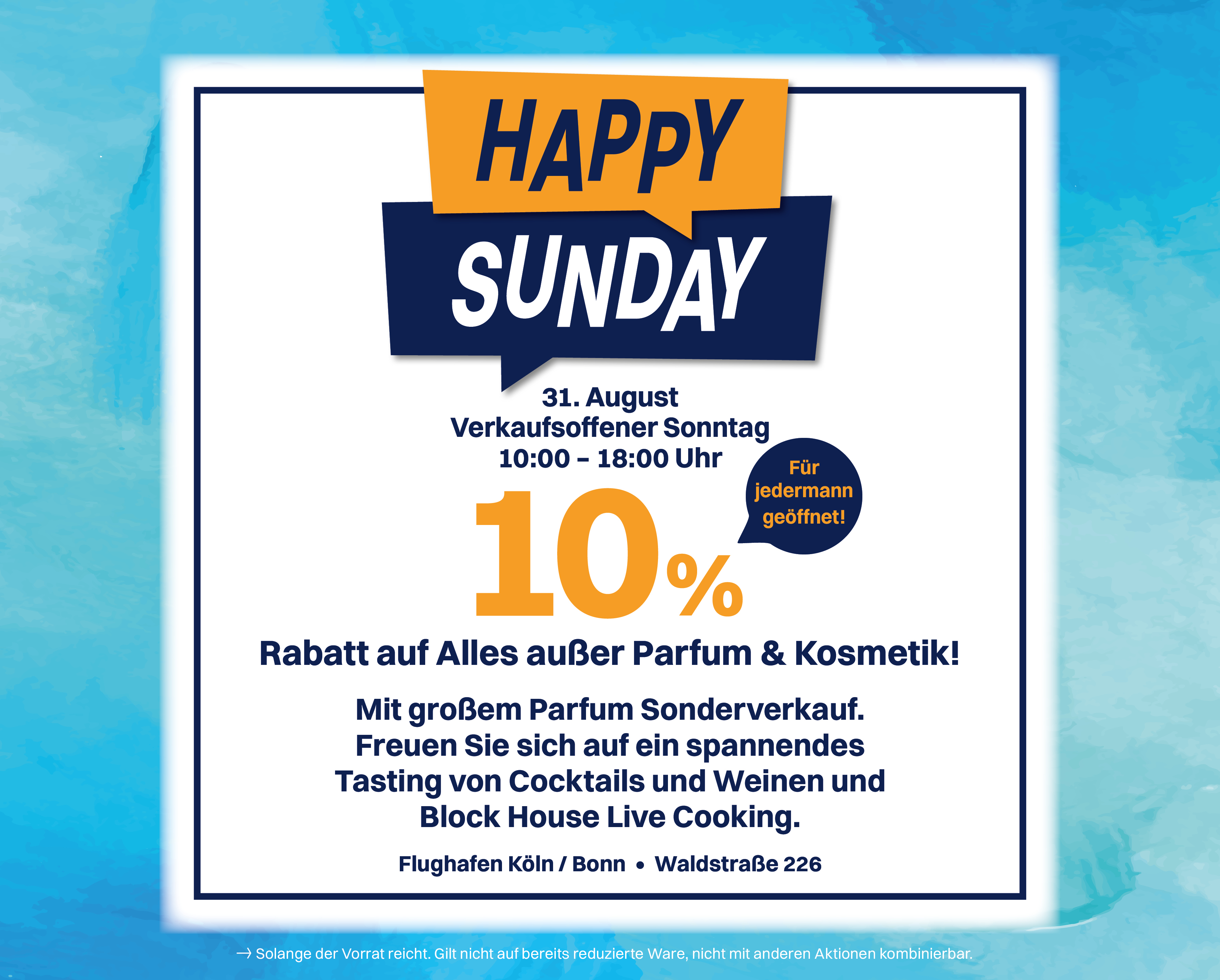 Verkaufsoffener Sonntag in der Ringeltaube Filiale Köln mit 10% Rabatt auf alles außer Parfum & Kosmetik