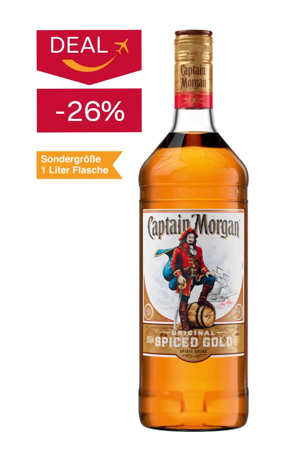Bild: Captain Morgan Original Spiced Gold 1 Liter Flasche
