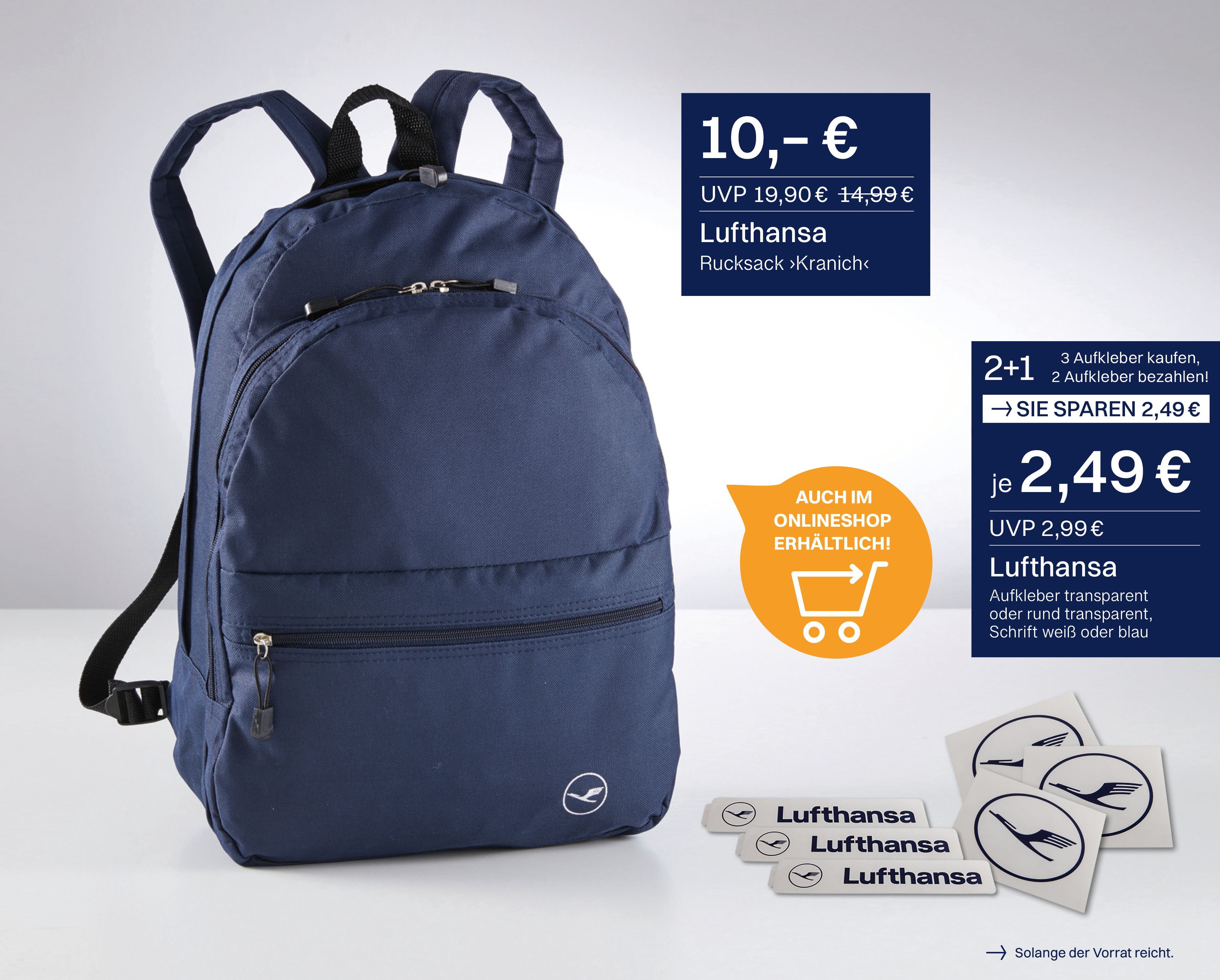 Lufthansa Rucksack und Lufthansa Aufkleber im Angebot