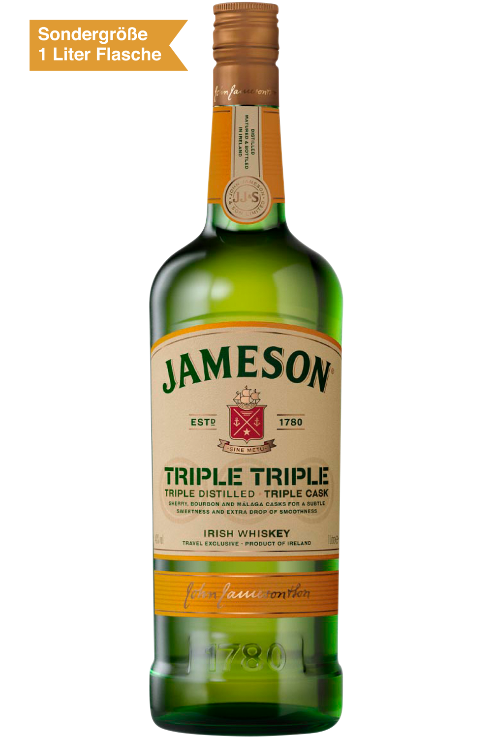 Jameson Irish Whiskey Triple Triple 1 Liter Flasche Travel Exclusive