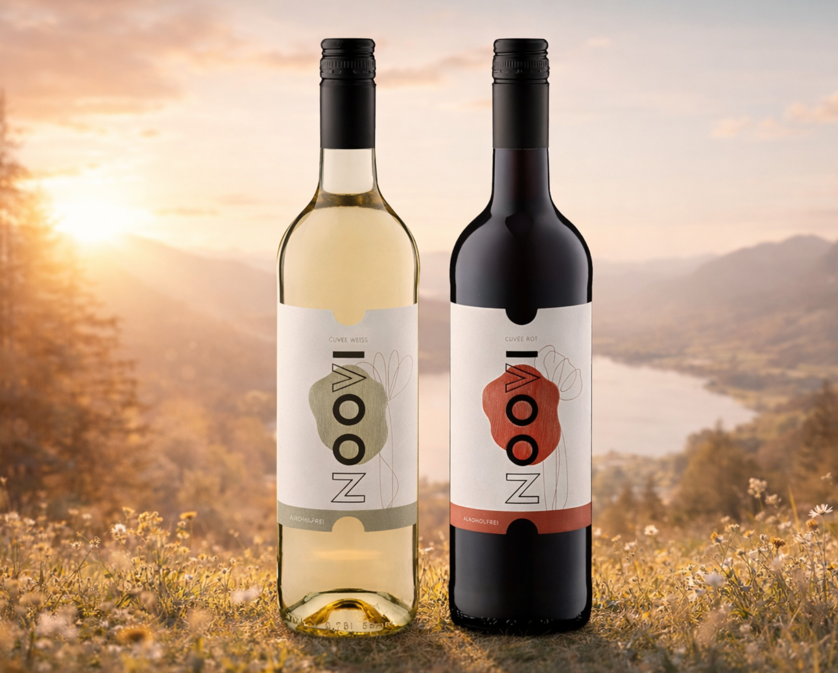 Alkoholfreier Weißwein und Rotwein