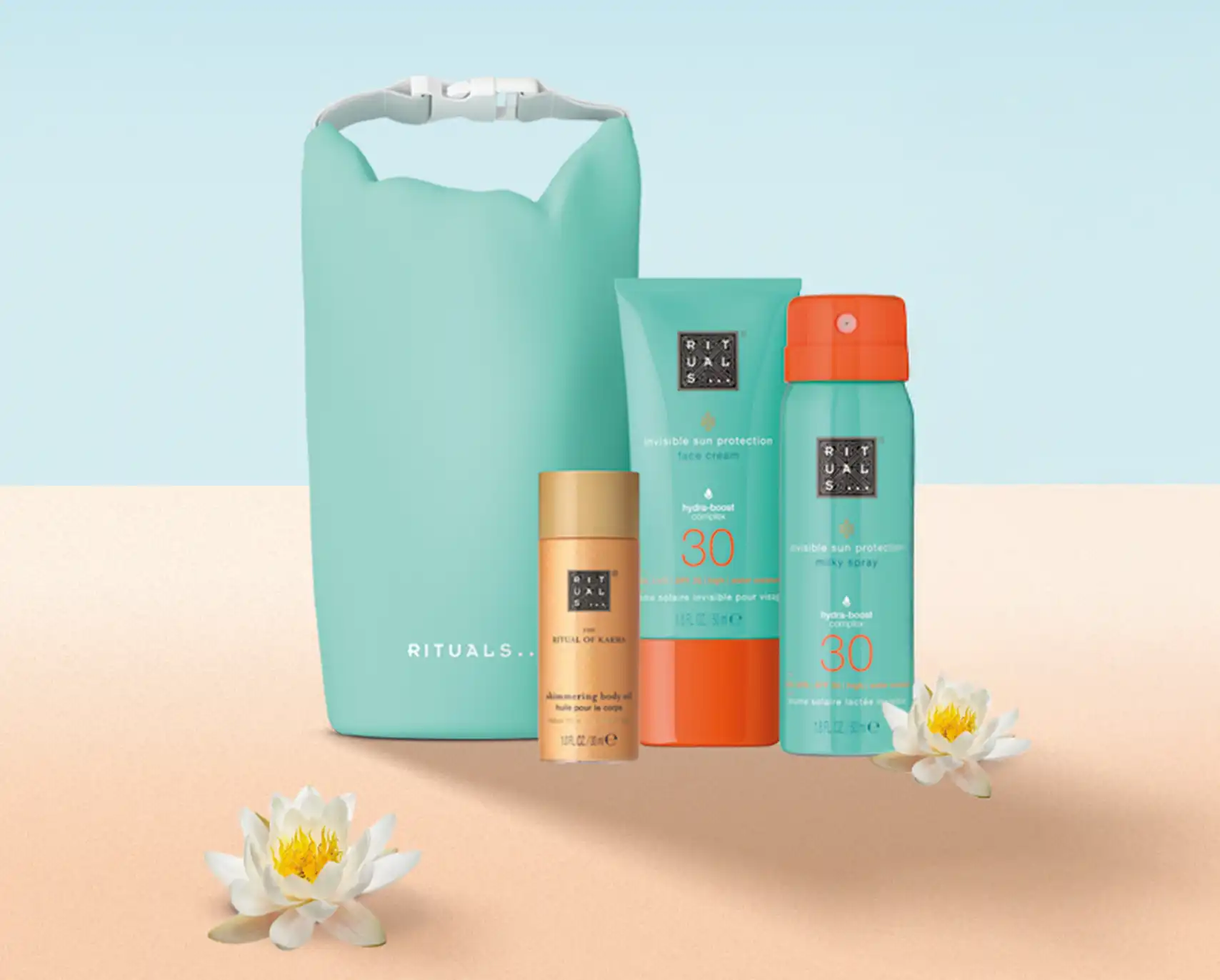 Wasserfester Beutel und Sonnenpflege von Rituals
