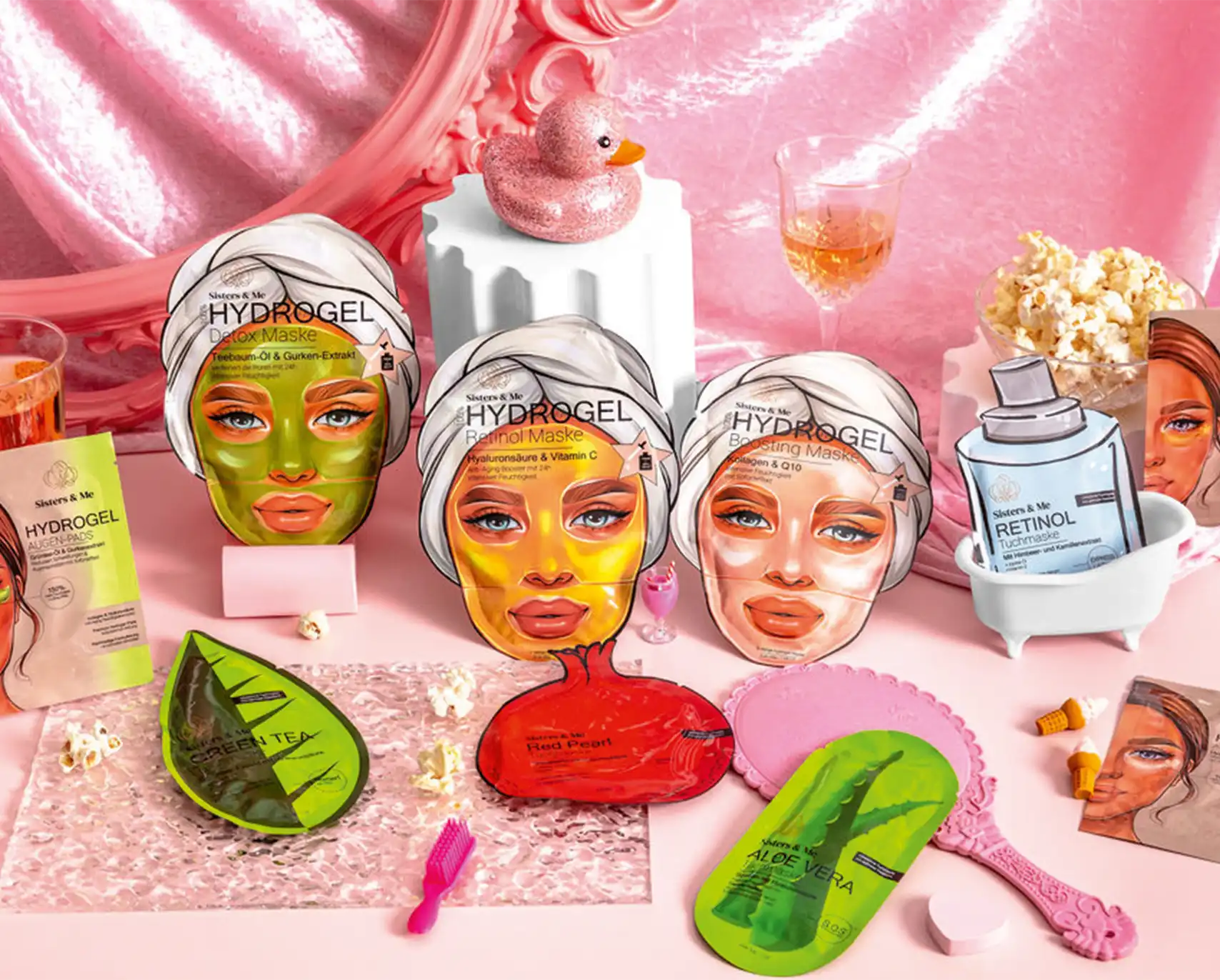 Bunte Gesichtsmasken der Marke Sister and Me