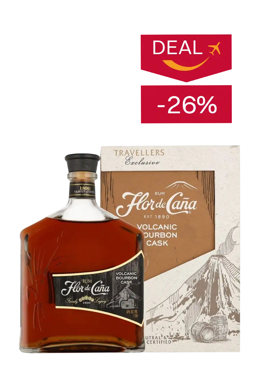 Bild: Flor de Caña Volcanic Bourbon Cask Rum 1 L 40 % Vol. Travel Exclusive