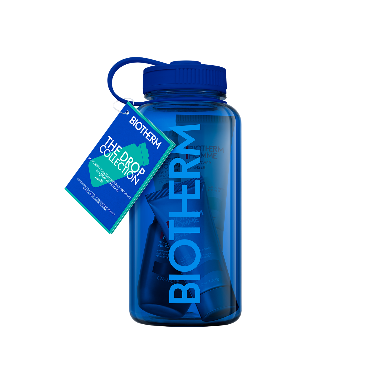 Bild: Biotherm Homme Body Care Set Trinkflasche blau