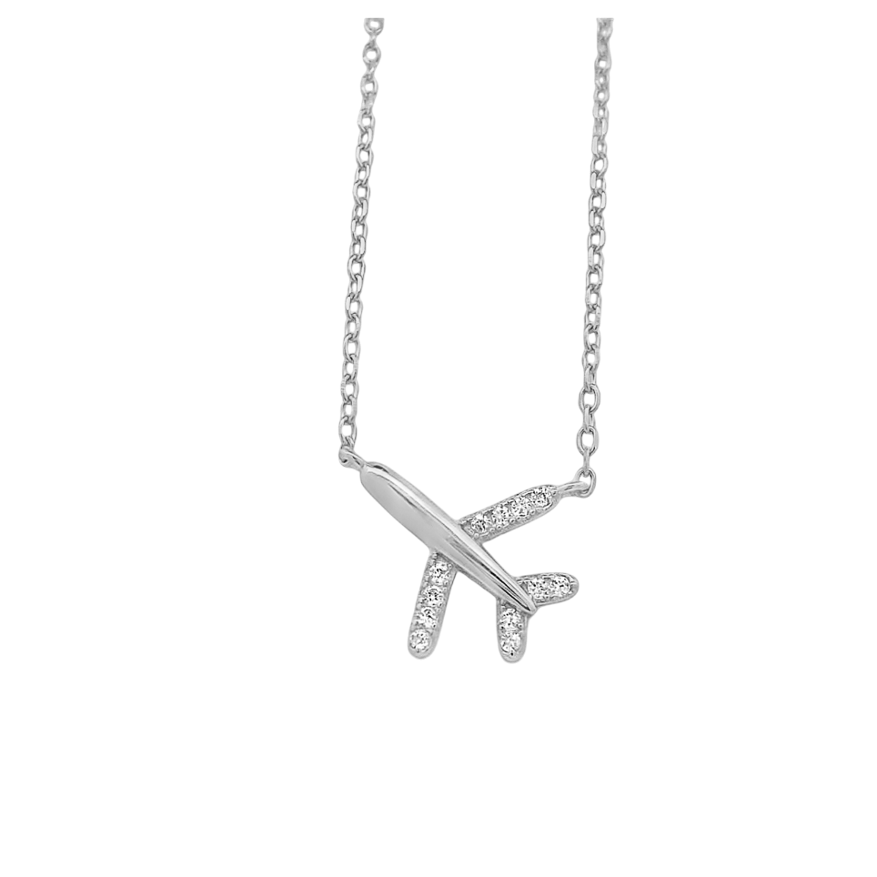Kette Flugzeug 925er Sterlingsilber Zirkonia-Steine