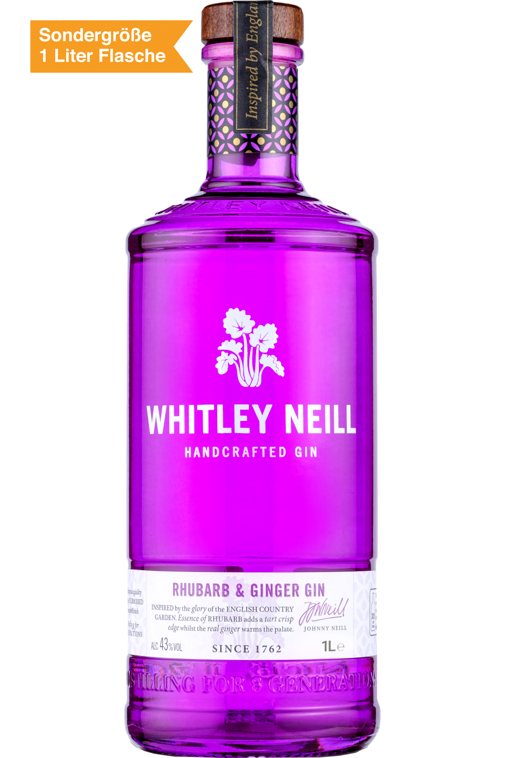 Bild: Whitley Neill Rhubarb & Ginger Gin 1 Liter Flasche