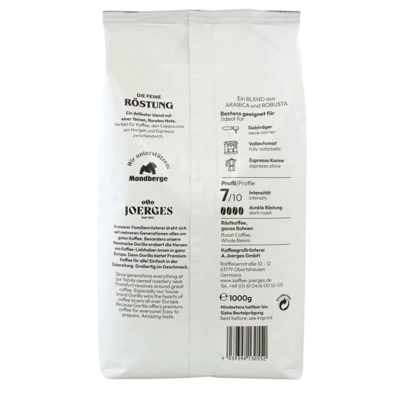 Bild: Gorilla Kaffee Espresso Delicato Ganze Bohnen 1 kg