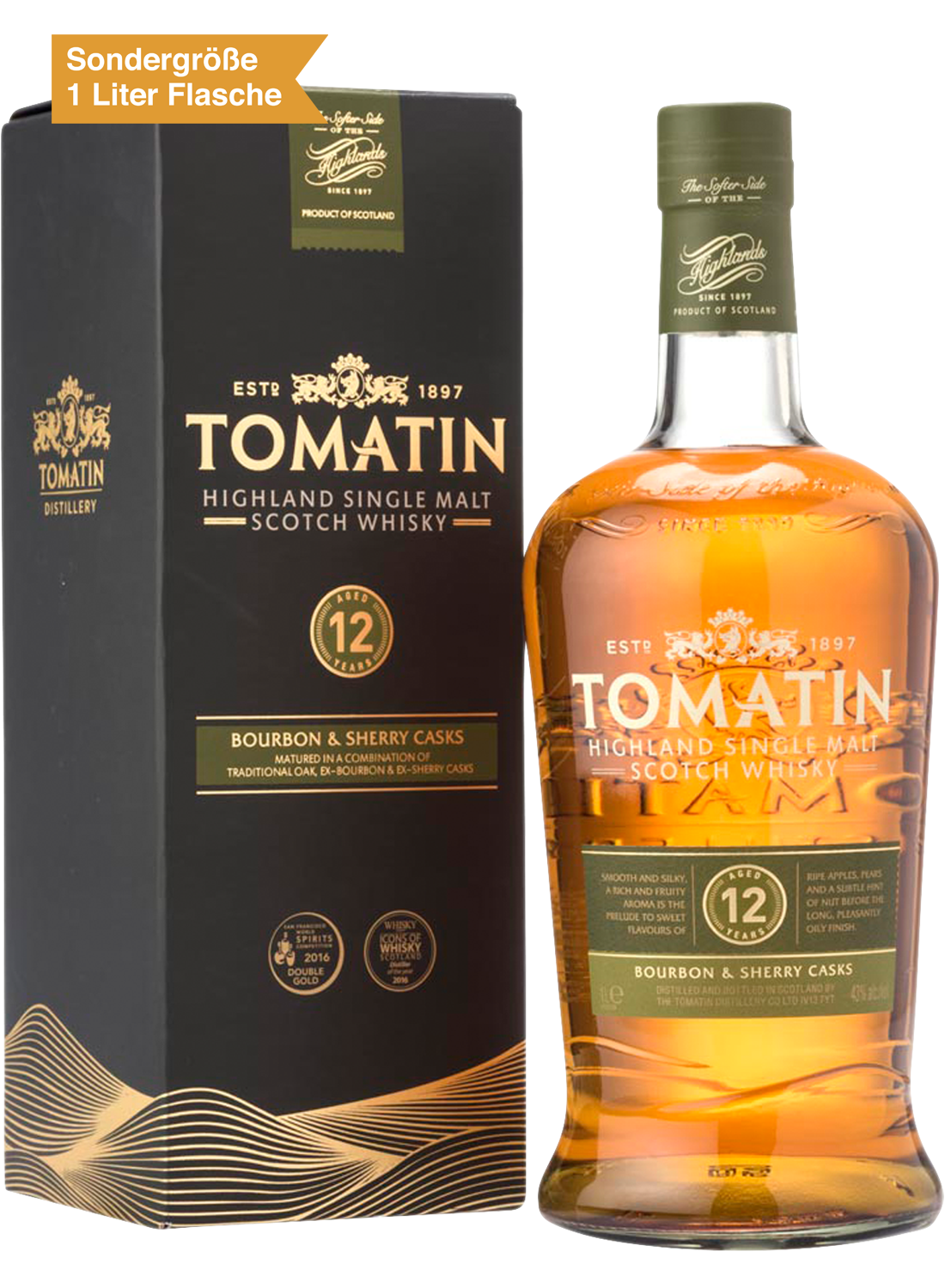 Tomatin 12y Highland Single Malt Scotch Whisky 1 Liter Flasche